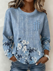 Sweat-shirt décontracté à imprimé floral pour femmes