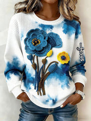 Sweat-shirt décontracté à imprimé floral pour femmes