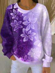 Sweat-shirt Décontracté Femme Violet Imprimé Art