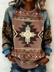 Sweat-shirt à manches raglan Vintage Western pour femme