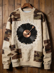Sweat-shirt à col rond imprimé Music Note Art pour hommes