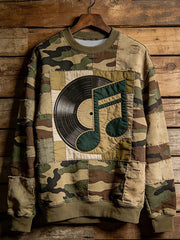 Sweat-shirt à col rond imprimé Music Note Art pour hommes