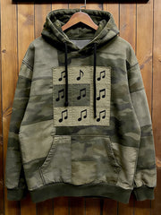 Sweat à capuche décontracté pour hommes avec poche Music Note Art Print