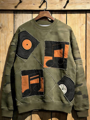 Sweat-shirt à col rond imprimé Music Note Art pour hommes