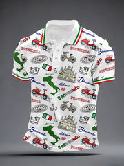 Polo imprimé art d'inspiration italienne pour hommes