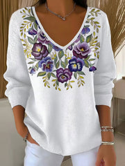 Haut Décontracté Violet Imprimé Floral Femme