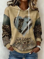 Sweat-shirt décontracté à imprimé coeur pour femmes