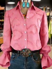 Haut à manches longues imprimé art Saint-Valentin pour femme