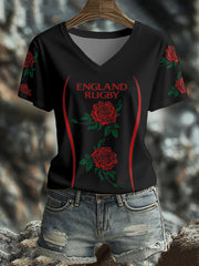 T-shirt imprimé England Rugby Roses Lover Femme
