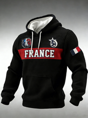 Sweat à capuche à carreaux en coton à imprimé France Football Homme
