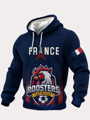 Sweat à capuche à carreaux en coton à imprimé France Football Homme