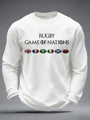 Tops imprimés à gaufres pour hommes Nations of Rugby Lover