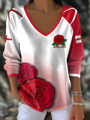 Tops imprimés England Rugby Roses Femme