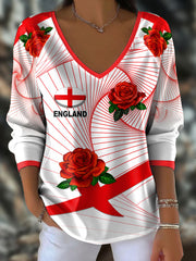 Tops imprimés England Rugby Roses Femme