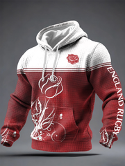 Sweat à capuche en coton à carreaux pour hommes England Rugby Lover