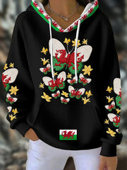 Femme Pays de Galles Welsh Rugby Art Imprimé Hoodie