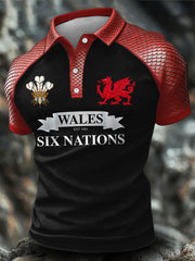 Pays de Galles pour hommes Welsh Rugby Lover Dragon Art Imprimé Casual Tops