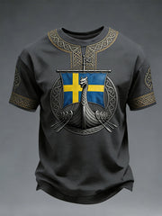 T-shirt à imprimé viking suédois pour hommes
