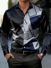 Chemise en satin imprimé géométrique Business Style pour hommes