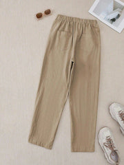 Pantalon droit à boutons sur le côté, couleur unie, décontracté, pour femme
