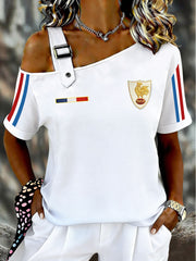 T-shirt à manches courtes asymétrique France Rugby Femme