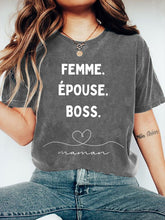 T-shirt manches courtes pour femmes: Maman, Femme, Épouse, Patronne