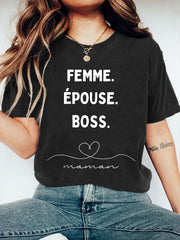 T-shirt manches courtes pour femmes: Maman, Femme, Épouse, Patronne