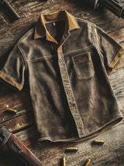 Chemise décontractée pour hommes, style rétro, à rayures, avec impression graphique, manches courtes