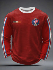 T-shirt à manches longues en gaufre imprimé rugby de France pour hommes