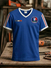 T-shirt à col en V imprimé France Rugby pour hommes