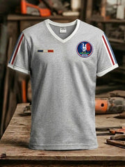 T-shirt à col en V imprimé France Rugby pour hommes