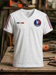 T-shirt à col en V imprimé France Rugby pour hommes