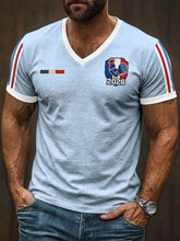 T-shirt à col en V imprimé France Rugby pour hommes