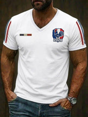 T-shirt à col en V imprimé France Rugby pour hommes