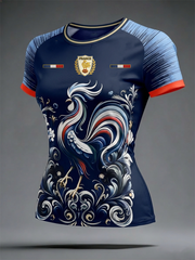 T-shirt à manches courtes et col rond pour femmes, rugby France