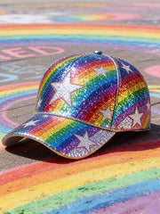 Chapeau unisexe avec imprimé arc-en-ciel pour le Mois de la fierté