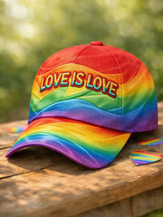 Chapeau unisexe pour le Mois de la fierté, avec impression arc-en-ciel «Love Is Love»