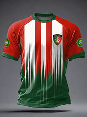 T-shirt à manches courtes décontracté imprimé de soccer portugais pour hommes