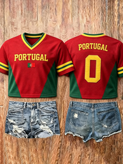 T-shirt manches courtes Portugal Football Femme