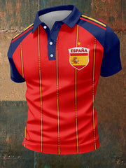 Hommes Cadeau Pour España Football Fans Imprimer Polo Décontracté