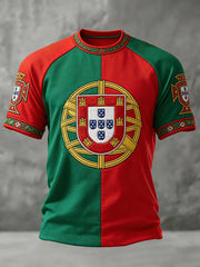 T-shirt à manches courtes décontracté imprimé football portugais pour hommes