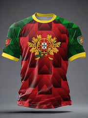 T-shirt décontracté pour hommes, à manches courtes, imprimé du drapeau portugais, style football