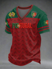 T-shirt portugais de football de V-cou des hommes