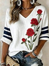 T-shirt à manches mi-longues imprimé rose pour femmes