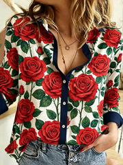 Chemises Rose Print pour femmes