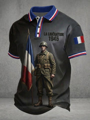 Chemise imprimée pour hommes, style français, LA LIBÉRATION 1945