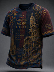 T-shirt imprimé pour passionné de football, modèle masculin Barcelone