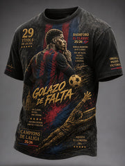 T-shirt imprimé pour passionné de football, modèle masculin Barcelone