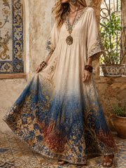 Robe en lin pour femme à imprimé floral Barcelone