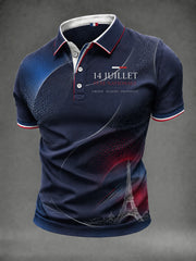 Chemise de ville imprimée pour homme, France, 14 juillet